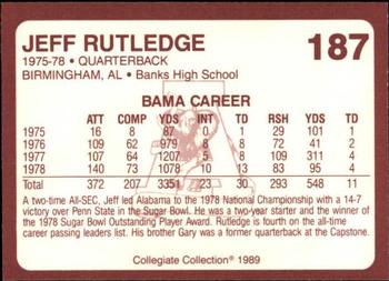 1989 Collegiate Collection Coke Alabama Crimson Tide (580) #187 Jeff Rutledge Back