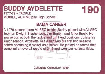 1989 Collegiate Collection Coke Alabama Crimson Tide (580) #190 Buddy Aydelette Back