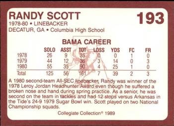 1989 Collegiate Collection Coke Alabama Crimson Tide (580) #193 Randy Scott Back