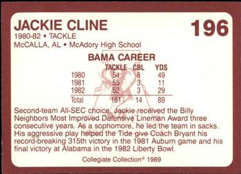 1989 Collegiate Collection Coke Alabama Crimson Tide (580) #196 Jackie Cline Back