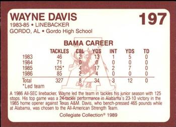 1989 Collegiate Collection Coke Alabama Crimson Tide (580) #197 Wayne Davis Back