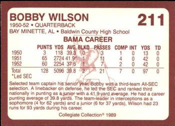 1989 Collegiate Collection Coke Alabama Crimson Tide (580) #211 Bobby Wilson Back