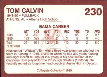 1989 Collegiate Collection Coke Alabama Crimson Tide (580) #230 Tom Calvin Back