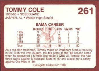 1989 Collegiate Collection Coke Alabama Crimson Tide (580) #261 Tommy Cole Back