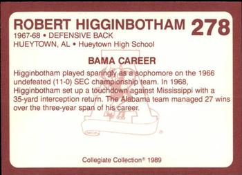 1989 Collegiate Collection Coke Alabama Crimson Tide (580) #278 Robert Higginbotham Back