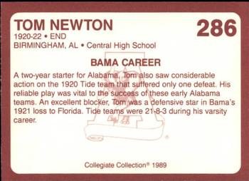 1989 Collegiate Collection Coke Alabama Crimson Tide (580) #286 Tom Newton Back