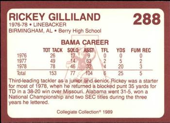 1989 Collegiate Collection Coke Alabama Crimson Tide (580) #288 Rickey Gilliland Back