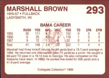 1989 Collegiate Collection Coke Alabama Crimson Tide (580) #293 Marshall Brown Back