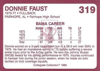1989 Collegiate Collection Coke Alabama Crimson Tide (580) #319 Donnie Faust Back