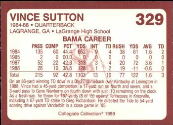1989 Collegiate Collection Coke Alabama Crimson Tide (580) #329 Vince Sutton Back