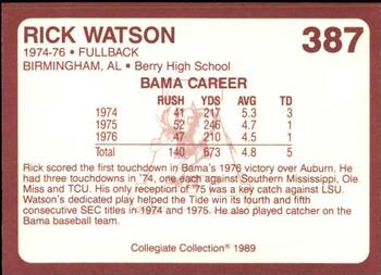 1989 Collegiate Collection Coke Alabama Crimson Tide (580) #387 Rick Watson Back