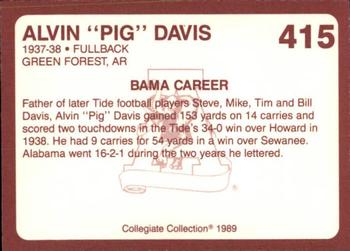 1989 Collegiate Collection Coke Alabama Crimson Tide (580) #415 Alvin Davis Back