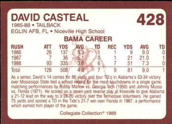 1989 Collegiate Collection Coke Alabama Crimson Tide (580) #428 David Casteal Back