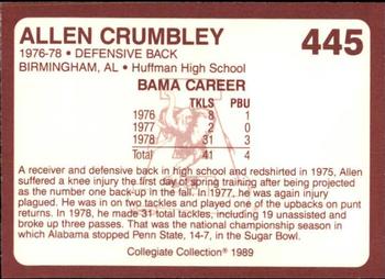 1989 Collegiate Collection Coke Alabama Crimson Tide (580) #445 Allen Crumbley Back