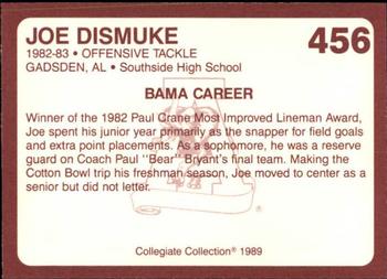1989 Collegiate Collection Coke Alabama Crimson Tide (580) #456 Joe Dismuke Back