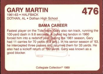 1989 Collegiate Collection Coke Alabama Crimson Tide (580) #476 Gary Martin Back