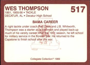 1989 Collegiate Collection Coke Alabama Crimson Tide (580) #517 Wes Thompson Back