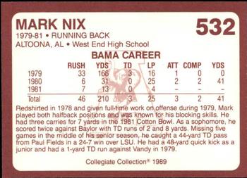 1989 Collegiate Collection Coke Alabama Crimson Tide (580) #532 Mark Nix Back