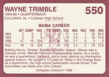 1989 Collegiate Collection Coke Alabama Crimson Tide (580) #550 Wayne Trimble Back