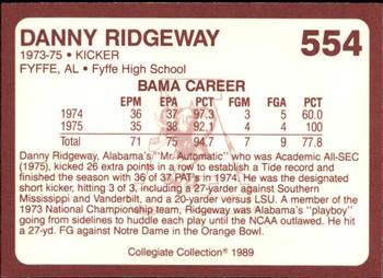 1989 Collegiate Collection Coke Alabama Crimson Tide (580) #554 Danny Ridgeway Back