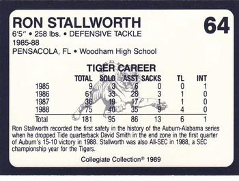 1989 Collegiate Collection Coke Auburn Tigers (580) #64 Ron Stallworth Back