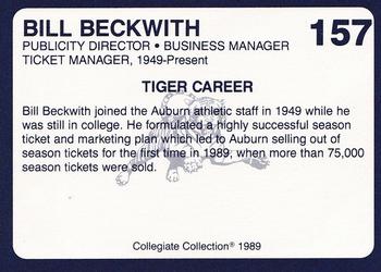 1989 Collegiate Collection Coke Auburn Tigers (580) #157 Bill Beckwith Back