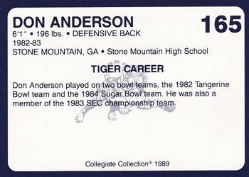 1989 Collegiate Collection Coke Auburn Tigers (580) #165 Don Anderson Back
