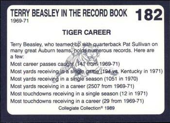 1989 Collegiate Collection Coke Auburn Tigers (580) #182 Terry Beasley Back