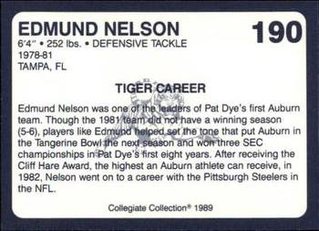 1989 Collegiate Collection Coke Auburn Tigers (580) #190 Edmund Nelson Back