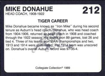 1989 Collegiate Collection Coke Auburn Tigers (580) #212 Mike Donahue Back
