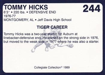1989 Collegiate Collection Coke Auburn Tigers (580) #244 Tommy Hicks Back