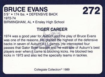 1989 Collegiate Collection Coke Auburn Tigers (580) #272 Bruce Evans Back