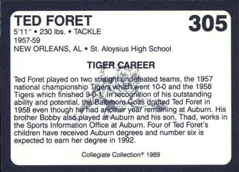 1989 Collegiate Collection Coke Auburn Tigers (580) #305 Ted Foret Back