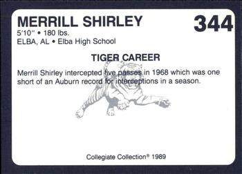 1989 Collegiate Collection Coke Auburn Tigers (580) #344 Merrill Shirley Back