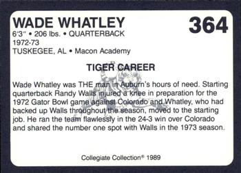 1989 Collegiate Collection Coke Auburn Tigers (580) #364 Wade Whatley Back