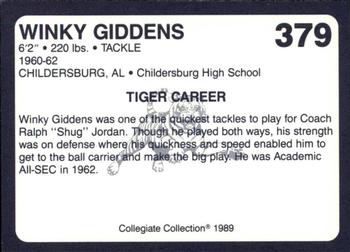 1989 Collegiate Collection Coke Auburn Tigers (580) #379 Winky Giddens Back
