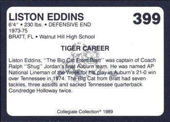 1989 Collegiate Collection Coke Auburn Tigers (580) #399 Liston Eddins Back