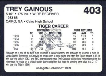 1989 Collegiate Collection Coke Auburn Tigers (580) #403 Trey Gainous Back