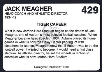 1989 Collegiate Collection Coke Auburn Tigers (580) #429 Jack Meagher Back