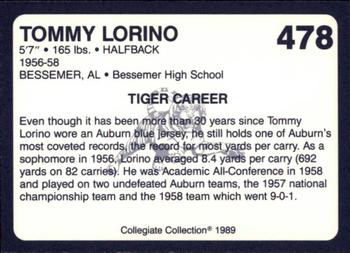 1989 Collegiate Collection Coke Auburn Tigers (580) #478 Tommy Lorino Back