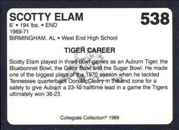 1989 Collegiate Collection Coke Auburn Tigers (580) #538 Scotty Elam Back