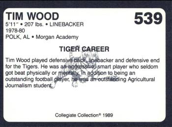 1989 Collegiate Collection Coke Auburn Tigers (580) #539 Tim Wood Back