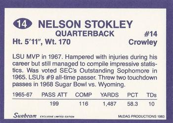 1983 Sunbeam Bread LSU Tigers #14 Nelson Stokley Back