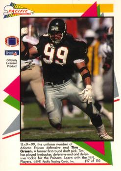 1991 Pacific Flash Cards #17 Tim Green Back