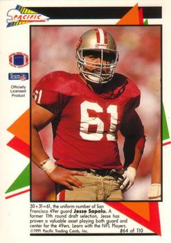 1991 Pacific Flash Cards #64 Jesse Sapolu Back