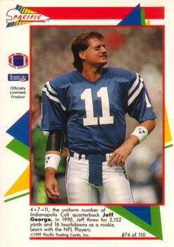 1991 Pacific Flash Cards #74 Jeff George Back