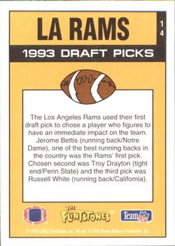 1993 Cardz The Flintstones NFL #14 LA Rams - Draft Picks Back