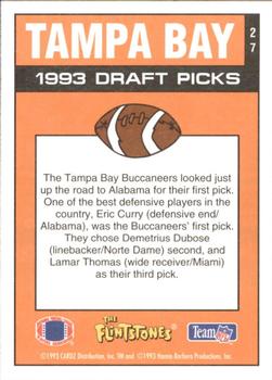 1993 Cardz The Flintstones NFL #27 Tampa Bay - Draft Picks Back