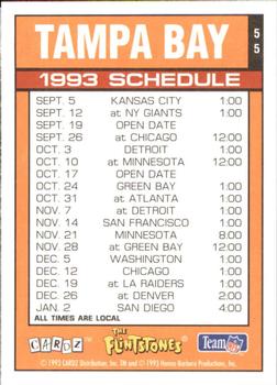 1993 Cardz The Flintstones NFL #55 Tampa Bay - Schedule Back