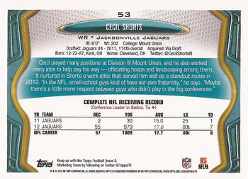 2013 Topps #53 Cecil Shorts Back